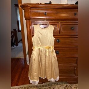 Disney Store Gold Princess Dress Girls Size 12 Belle Formal Party Dress